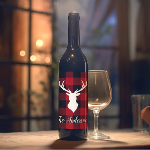 Red Buffalo Play & Hjort   Namn Gift Vinflaska Etikett