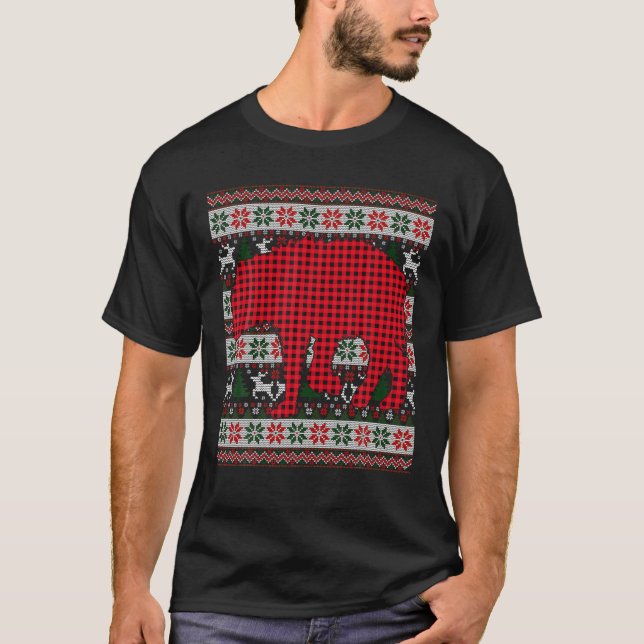 Red Buffalo Play Hyena Älskare Ugly Julafton Famil T Shirt (Framsida)