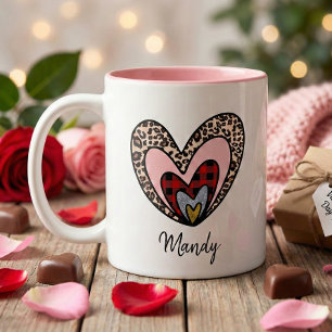Red Buffalo Play Leopard Skriv ut Valentineser i h Två-Tonad Mugg