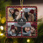 Red Buffalo Play Lumberjack Family Photo Collage Julgransprydnad Keramik<br><div class="desc">Ladda upp dina favoritfoton för att göra din egen unika personlig-fotogåva.</div>