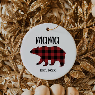 Red Buffalo Play Mamma Bear Helgdag Gift Julgransprydnad Keramik