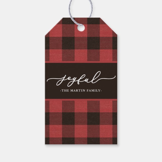 Red Buffalo Play med Glatt skript jul Presentetikett (Framsidan)