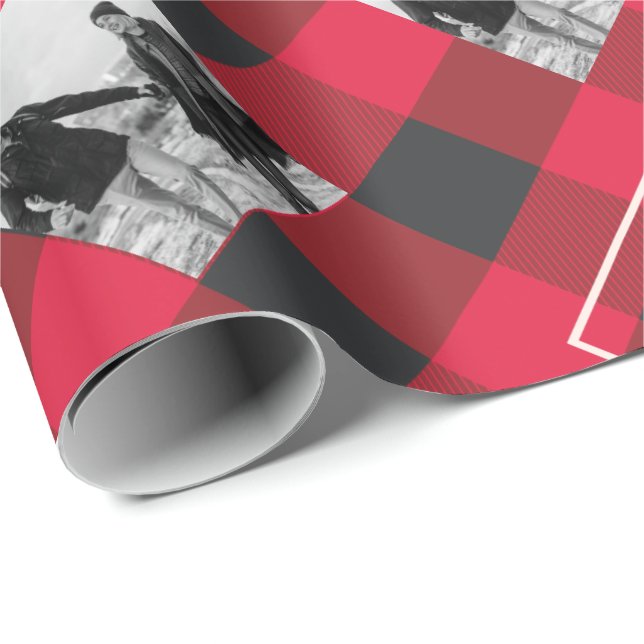 Red Buffalo Play | Monogram- och fotojul-jul Presentpapper (Rullad Hörn)