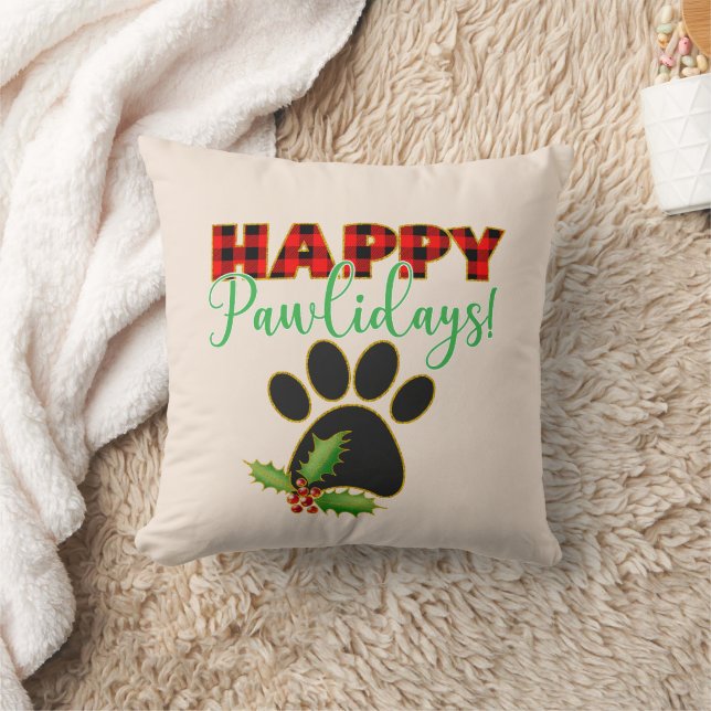 Red Buffalo Play Paw Skriv ut jul Kudde (Filt)
