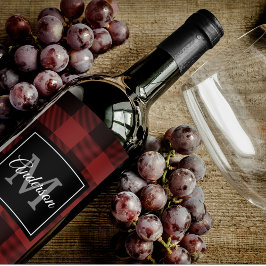 Red Buffalo Play | Personlig initial | Gått Vinflaska Etikett