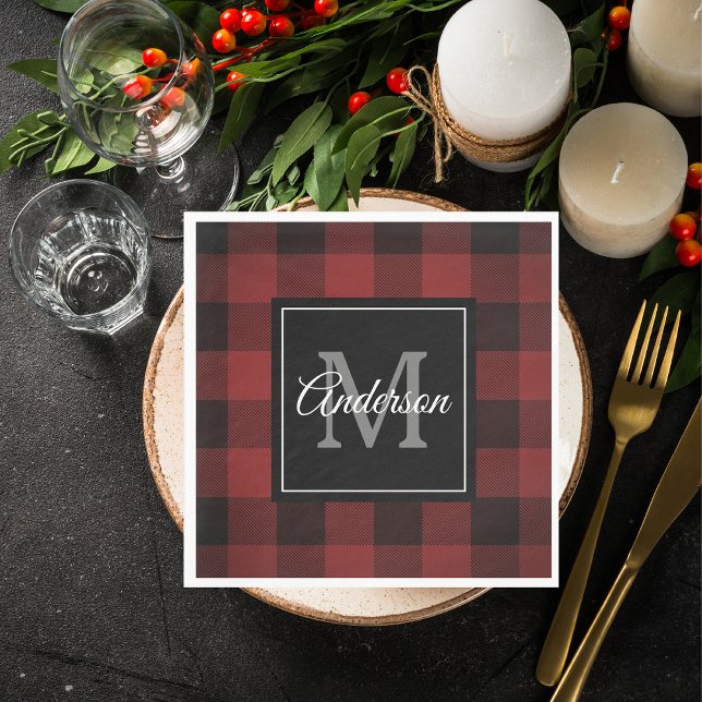 Red Buffalo Play | Personlig initial | Gift Napkin Pappersservett (Skapare uppladdad)