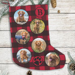 Red Buffalo Play Personlig Pet Photo Collage Liten Julstrumpa<br><div class="desc">Dekorera ditt hem och spola ditt favoritsällskapsdjur med den här toppen söta och roligt anpassningsbarna med fotokollage och monogramchristmas-lagring i en röd och svart buffelbockschakt. 12 foton, 6 på vardera sidan, för alla dina år favoritfoton och minnen. Du kan göra ett foto för att fira varje månad på året, eller...</div>