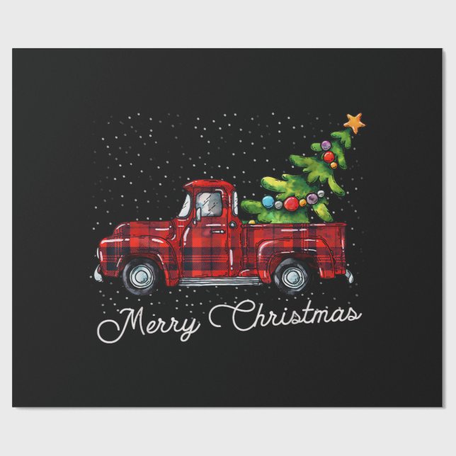 Red Buffalo Play Pickupare Lastbil med Träd Merry  Presentpapper (Platt)