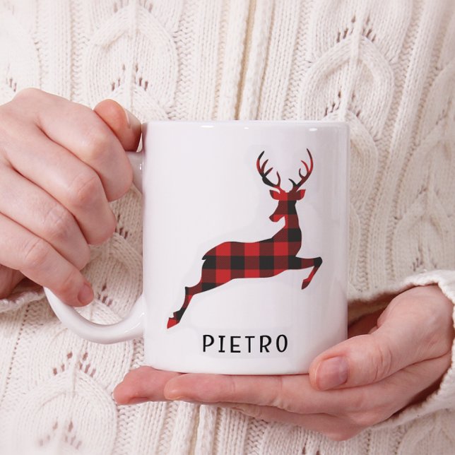Red Buffalo Play Reindeer jul Monogram Kaffemugg (Skapare uppladdad)