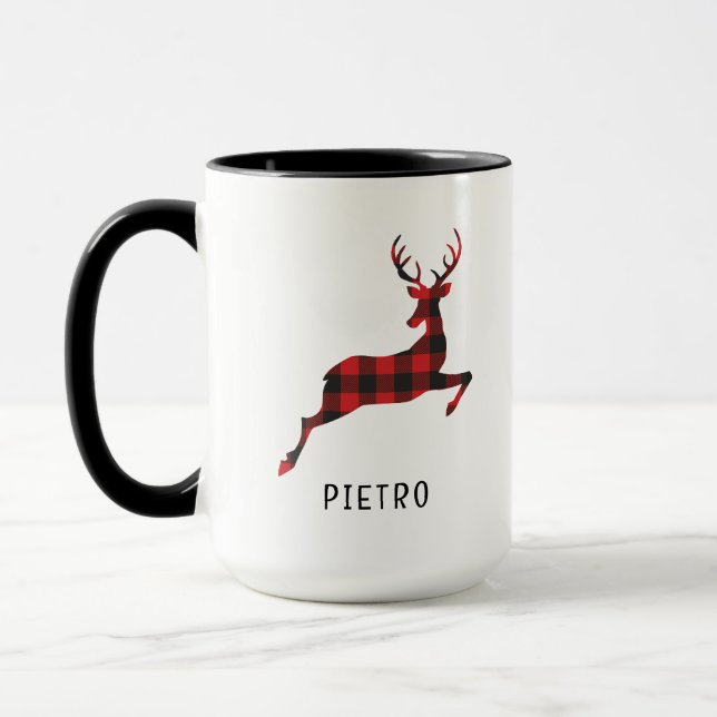 Red Buffalo Play Reindeer jul Monogram Mugg (Vänster)