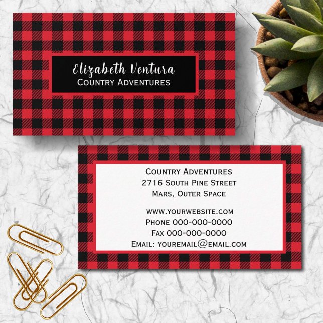 Red Buffalo Play Rustic Land med svart accent Visitkort (Skapare uppladdad)