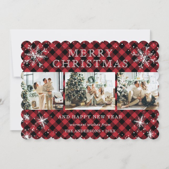 Red Buffalo Play Snowflake 3 Photo Collage Julkort (Framsida)
