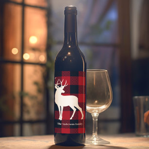 Red Buffalo Play & White Hjort   Personlig Namn Vinflaska Etikett