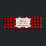 Red Buffalo Play Wood Helgdag Årlig Party Returadress Etikett<br><div class="desc">Röd Buffalo Play Wood Årlig Party med träform för text, skraffering, HELGDAG ANUAL PARTY-skript med röd buffeltexteffekt, en fantastisk texteffekt, allt på en röd buffelpläterad bakgrund. Använda Anpassa verktyg om du vill lägga till din information. Om du vill ha matchande artiklar går du till min årliga insamling i Helgdag Party....</div>