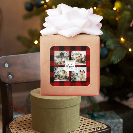 Red Buffalo-stift och kollage-foto med början Fyrkantigt Klistermärke