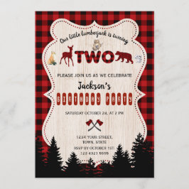 Red Buffalo Woodland Animals Boy Birthday Inbjudningar