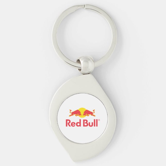 Red Bull logotyp Button Swirl Silverfärgad Nyckelring (Framsidan)
