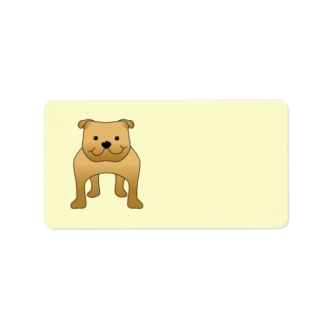 Red Bulldog. Hund Tecknad. Adressetikett (Framsidan)