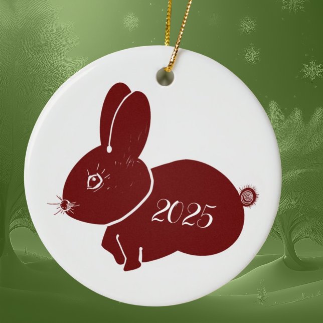 Red Bunnies 2023 Julgransprydnad Keramik (Skapare uppladdad)