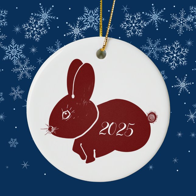 Red Bunnies 2025 Julgransprydnad Keramik (Skapare uppladdad)