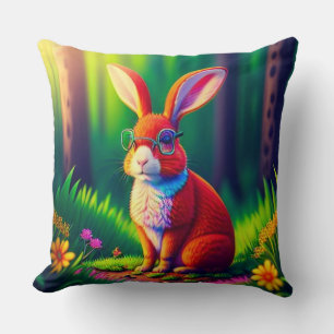 Red Bunny Sitta på Grass Kudde
