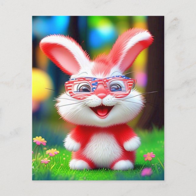Red Bunny Wearing American Glasses-44244 Flygblad (Framsidan)