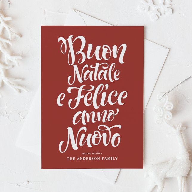 Red Buon Natale e Felice Anno Nuovo Script Helg Vykort (Skapare uppladdad)