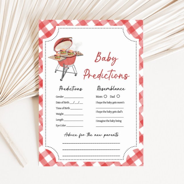 Red Burger BBQ Baby Shower Baby Predictions Game (Burger BBQ Baby Shower Game)