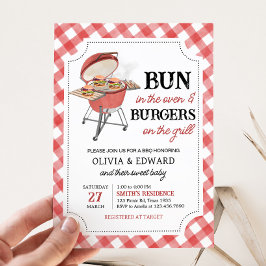 Red Burger BBQ Baby Shower Inbjudningar