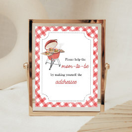 Red Burger BBQ Baby Shower Kuvert Station Poster