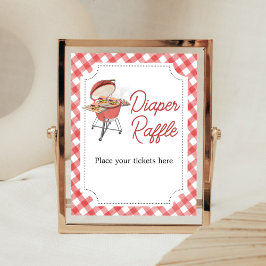 Red Burger BBQ Baby Shower Raffle Poster