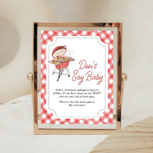 Red Burger BBQ Baby Shower Säg inte Baby Poster