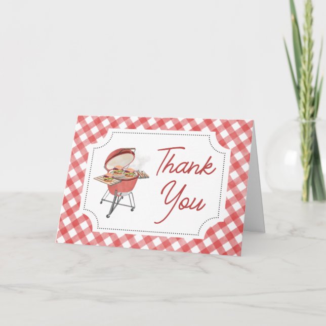 Red Burger BBQ Baby Shower Tack Kort (Framsida)