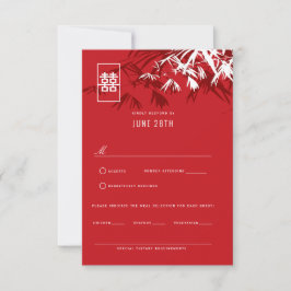 Red & Burgundy Bamboo Löv Chinese Bröllop OSA