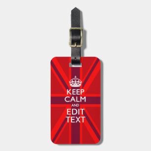 Red Burgundy Behålla Lugn Din Textunion Jack Flagg Bagagebricka