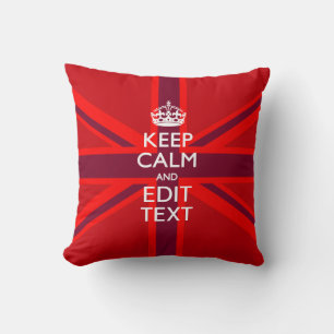 Red Burgundy Behålla Lugn Din Textunion Jack Flagg Kudde