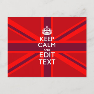 Red Burgundy Behålla Lugn Din Textunion Jack Flagg Vykort