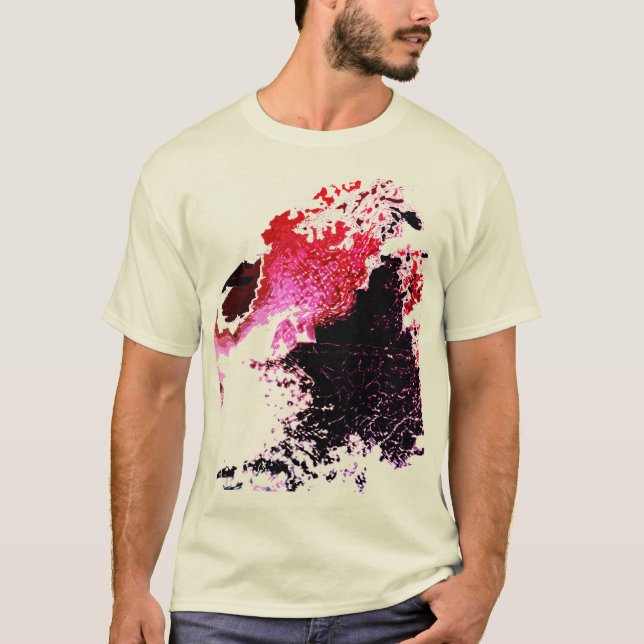 Red Burgundy Black Airbrush Paint Stänk Design T Shirt (Framsida)