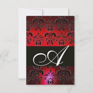 RED BURGUNDY BLACK DAMASK MONOGRAM OSA ruby white