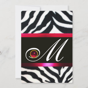 RED BURGUNDY BLACK WHITE ZEBRA PÄLS MONOGRAM INBJUDNINGAR
