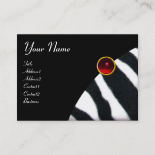 RED BURGUNDY BLACK WHITE ZEBRA PÄLS MONOGRAM ,Ruby Visitkort