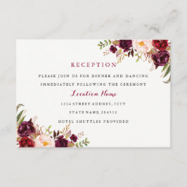 Red Burgundy Blommigt Fall bröllopskort Tilläggskort