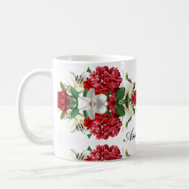 Red Burgundy Blommigt Watercolor Personalize Kaffemugg