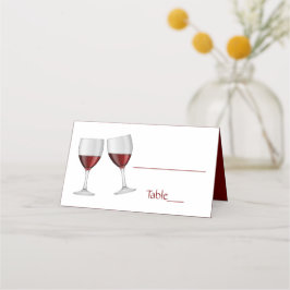 Red Burgundy Champagne Vin Glass Bröllop Placeringskort