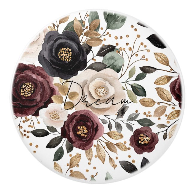 Red Burgundy Cream Black Blommigt Knopp (Framsidan)