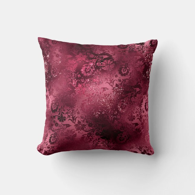 Red Burgundy Damask Ornate Kudde (Framsida)