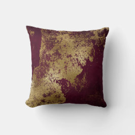 Red Burgundy Distress Grungy Guld Vip Kudde