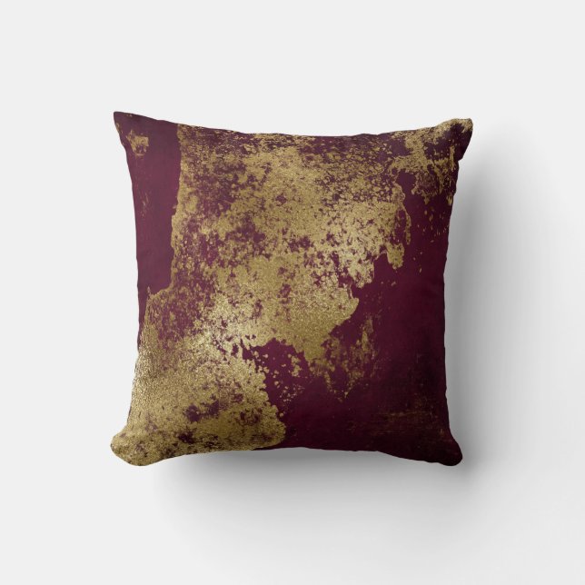 Red Burgundy Distress Grungy Guld Vip Kudde (Framsida)