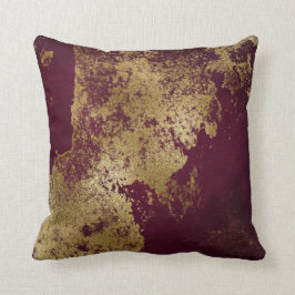 Red Burgundy Distress Grungy Guld Vip Kudde