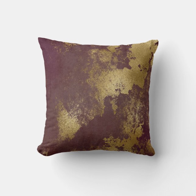 Red Burgundy Distress Grungy Guld Wall Kudde (Framsida)